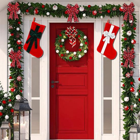 Рождественские чулки 18 дюймов большие каминные подвесные чулки с бантом для рождественской фермы праздничное украшение для вечеринки