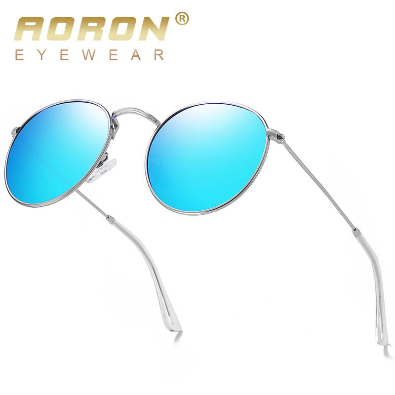 aoron Round Frame Polarized Sunglasses Fashion Design Metal Anti Glare UV400 Driving Fishing Cycling Sport Glasses for Men Women