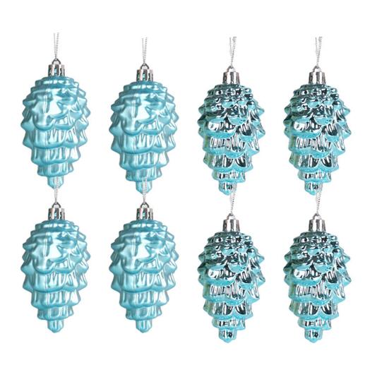 8 шт., подвески из сосновой шишки с ремешком, сверкающие яркие цвета, небьющиеся украшения для рождественской елки, реквизит для фотографий