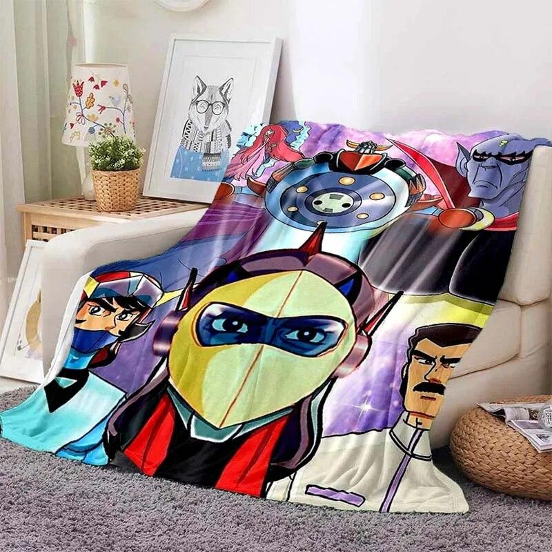 G-Goldorak Pattern Print Flannel Blanket,for Couch, Bed, Sofa, Office-Soft and Soothing Printing Blanket For All Season