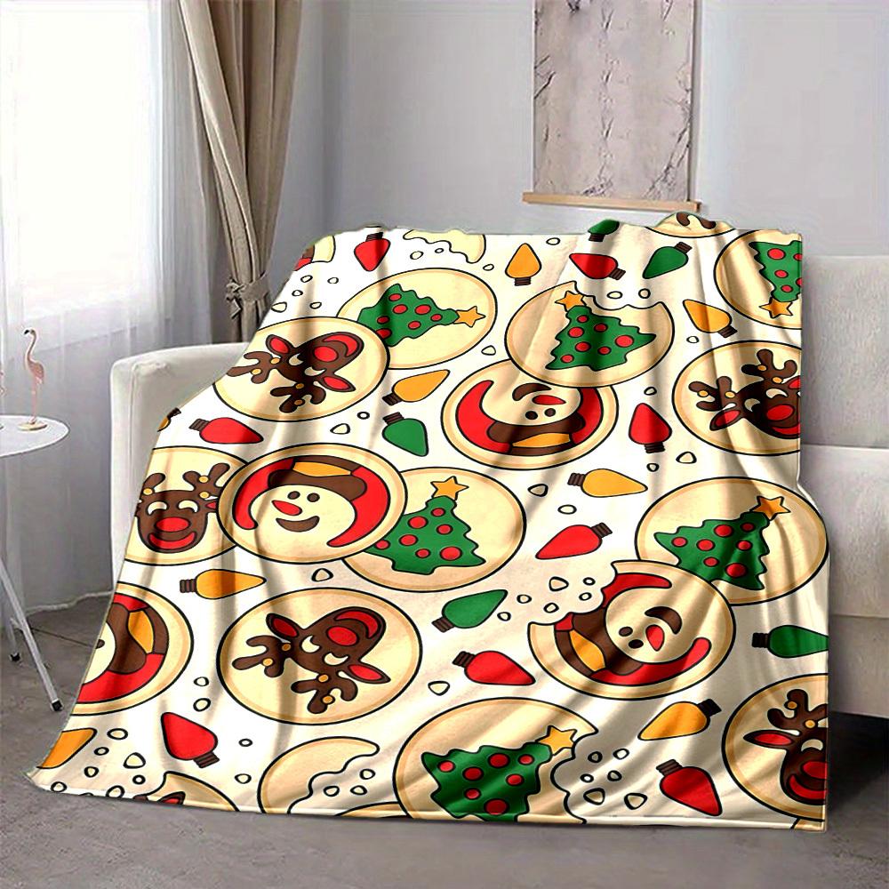1pc Christmas Cookies Blanket Warm, Cozy, And Soft, Suitable for Sofas, Beds, Cars, And Office Use.Perfect for Camping And Travel, Making It a Great G