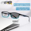 Men's Classic Gradient Square Framed Presbyopia Glasses Multifocal Distance & Near Photochromic Lens Reading Glasses 0 TO +4.0