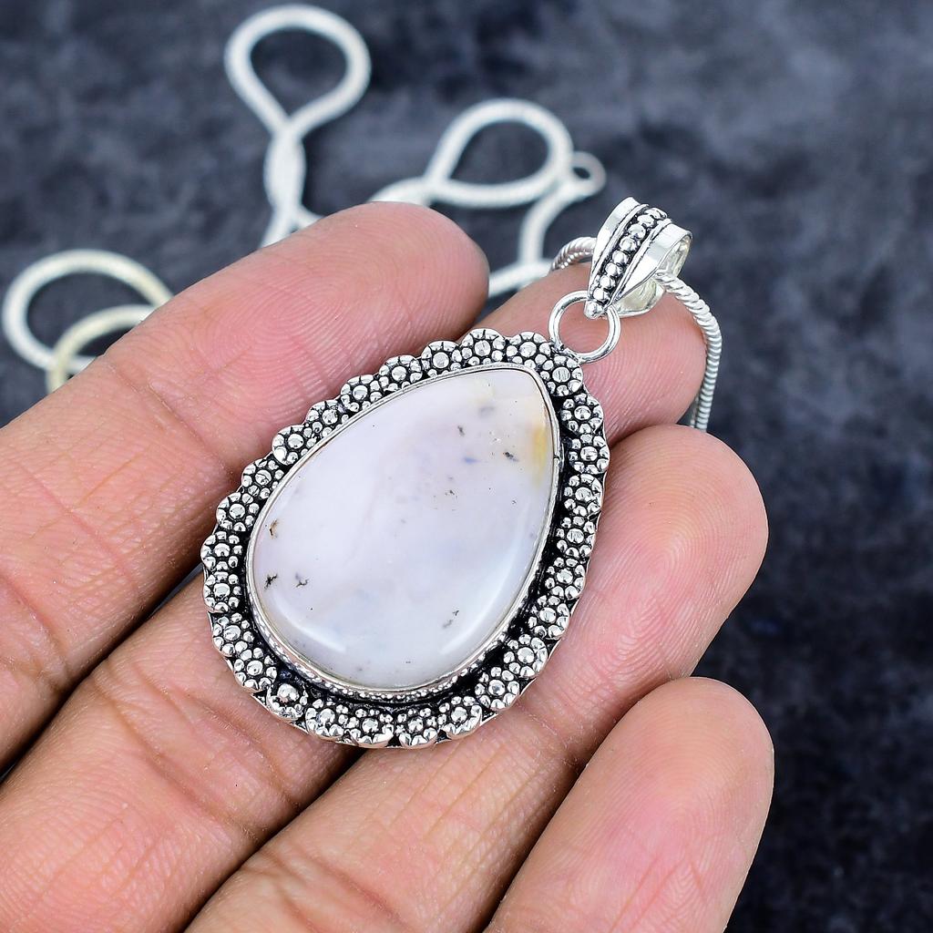 Pink Opal Gemstone Handmade 925 Sterling Silver Jewelry Pendant 2.01" M-2960