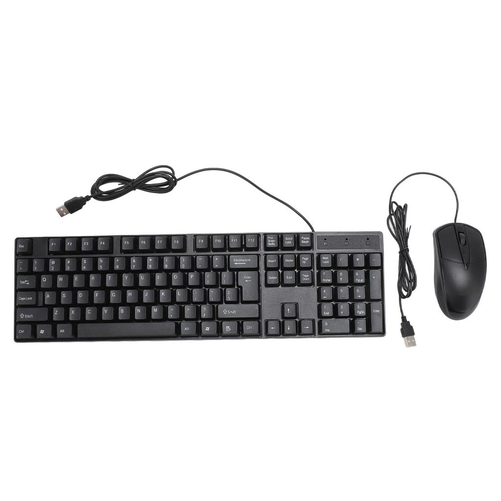 Wired USB Keyboard Mouse Set Ergonomic 104 Keys Keyboard Comfortable Grip Mouse for Game Business