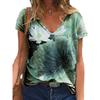 Summer Women's Loose Multicolored Floral 3D Printed Casual V-neck Short Sleeved T-Shirts Women’s