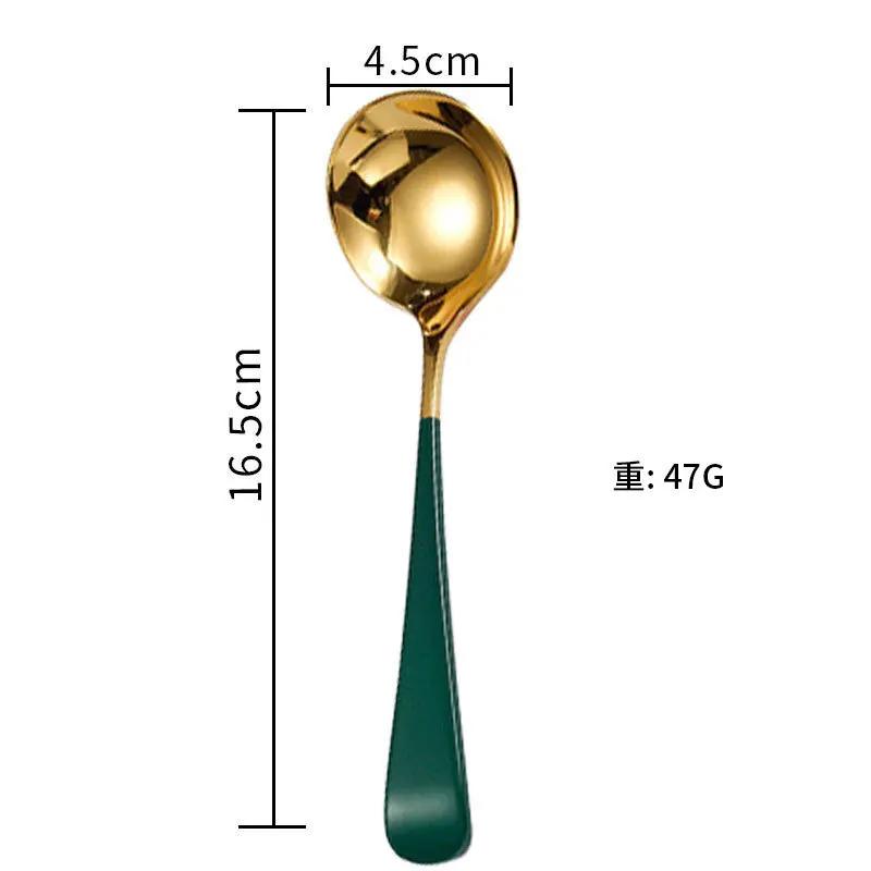 304 Stainless Steel Smooth Premium Spoon Multiple Colors Cute Dessert Spoon for Home Use Round Head Thick Gold Silver Spoon