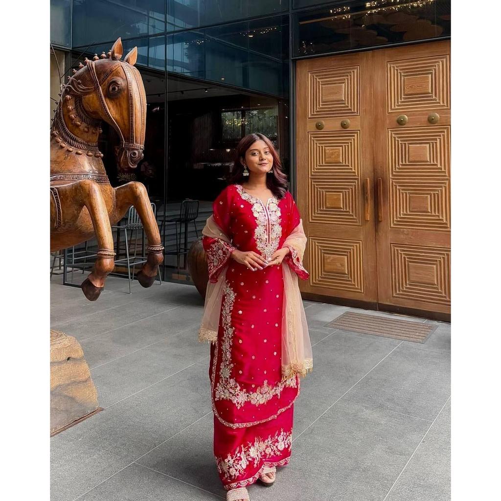 Launching New Đěsigner Party Wear Look Top Plazzo & Dupatta Set