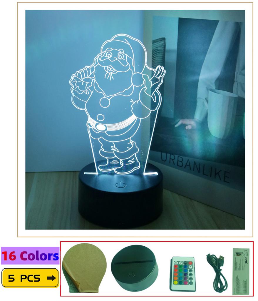 Светодиодный ночник 3D лампы Иллюзия Стич Рождественская елка Дед Мороз Снеговики Детский ночник Лампа для декора дома Детская игрушка Рождественские подарки