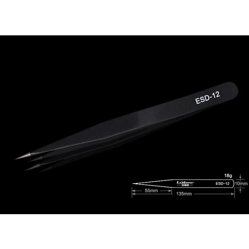 Safe Stainless Steel Anti-static ESD Tweezers Industrial Precision Pointed Elbow Curved Straight Tweezers