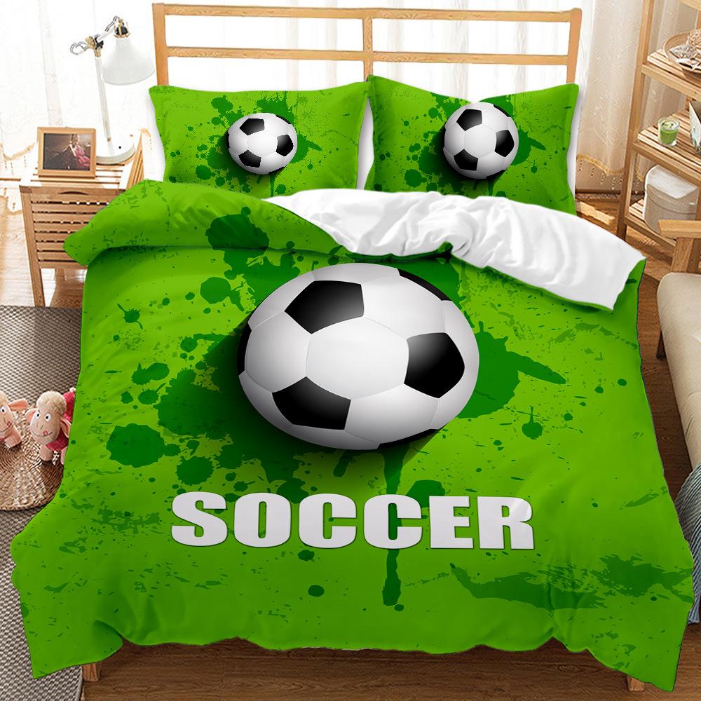 Three-Piece Set Sports Football Decorative Quilt Cover Bedding Kit Digital Printing