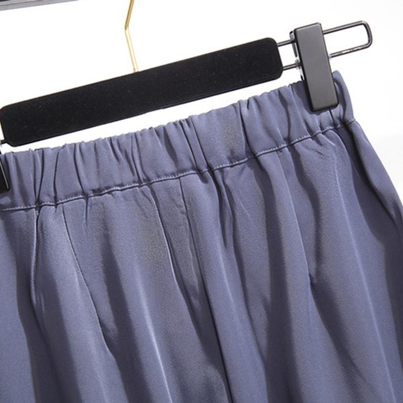 Female Spring Summer Women Casual Loose Casual Chiffon Straight-leg Wide-leg Trousers Plus Size