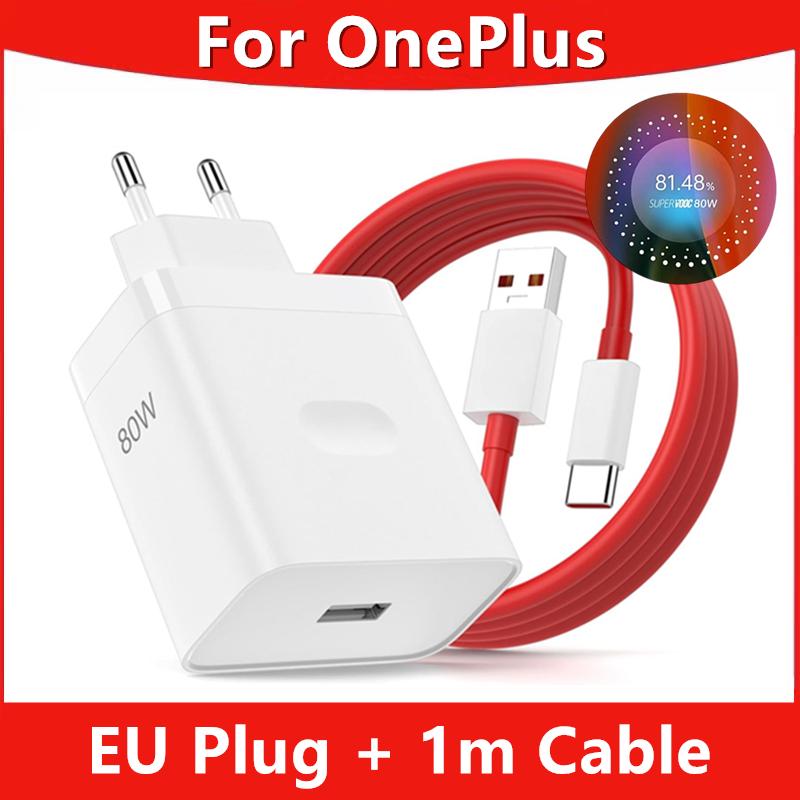 Сверхбыстрое зарядное устройство USB 80 Вт EU для OnePlus 9 10 11 12 13 Nord CE 2 3 Lite N300 OPPO Realme 12 GT NEO 2 3 Кабель Type C Warp Charge