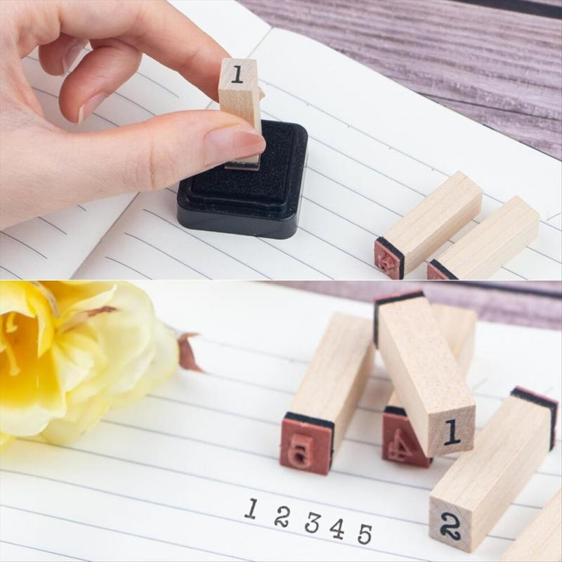 36 stuks kleine houten rubberen stempels met alfabetletters