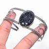 Nuummite Gemstone 925 Sterling Silver Cuff Bangle Adjustable