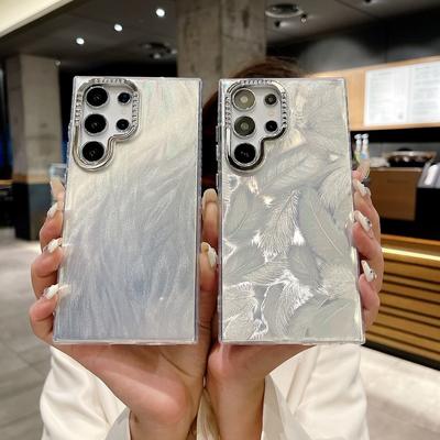 Для Samsung S24 S23 Plus S22 Ultra чехол для телефона ТПУ с блестками Роскошный противоударный тонкий чехол с лазерной вспышкой