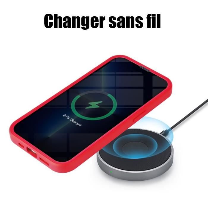 Coque pour iPhone 14 Plus - Protection 360° - Bordure Rouge - Semi-rigide - TPU - Mixte