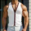 Мужские летние топы-майки без рукавов с V-образным вырезом и застежкой-молнией 
