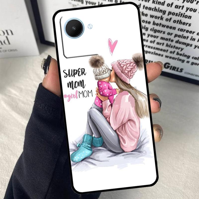 Мама Папа Дочь Сын Девочка Мальчик Для Realme C75 C55 C71 C61 C53 C33 C63 C51 C65 C67 11 12 13 14 15 Pro Plus GT6 GT7 Pro Чехол