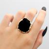 Простое и стильное богемное металлическое кольцо с большим черным камнем для мужчин и женщин, подходит для гламурных и модных мужчин и женщин