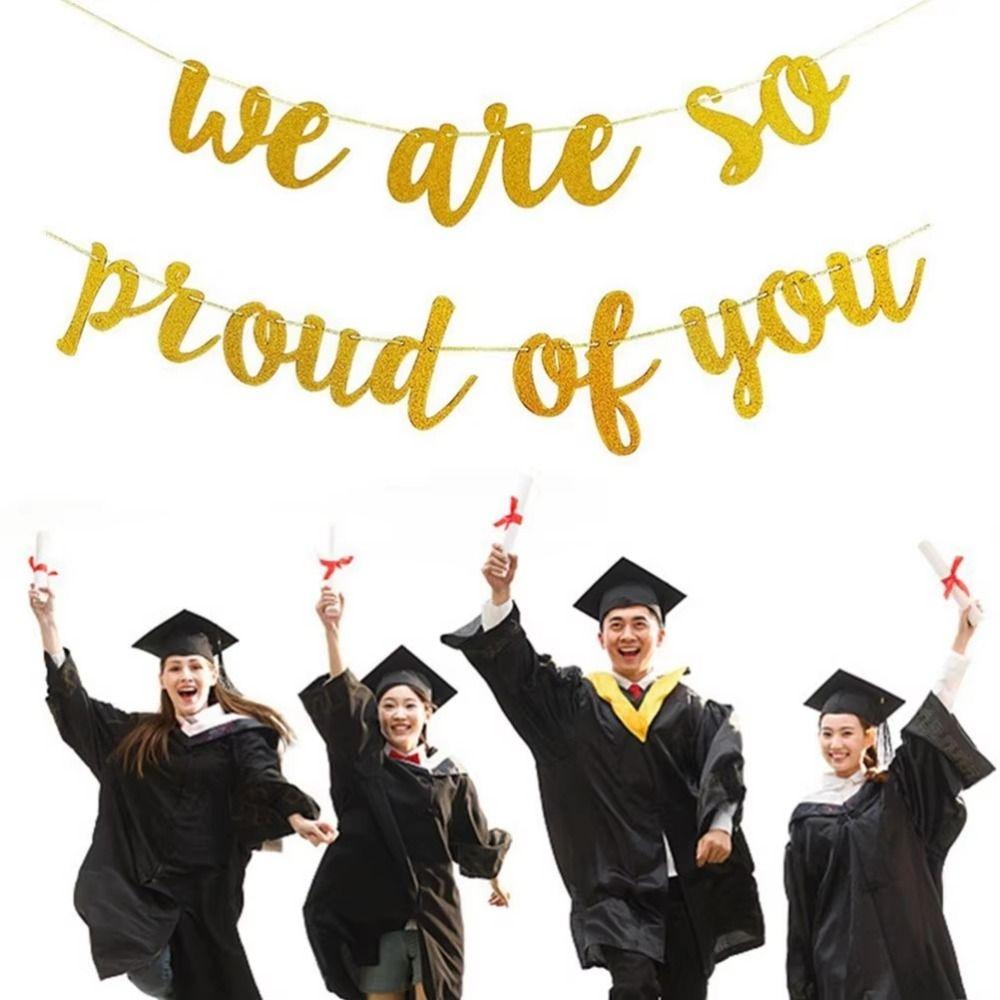 Glitter Decor Glittery Gold Garland Reusable Graduation Hanging Banner  Party Supplies