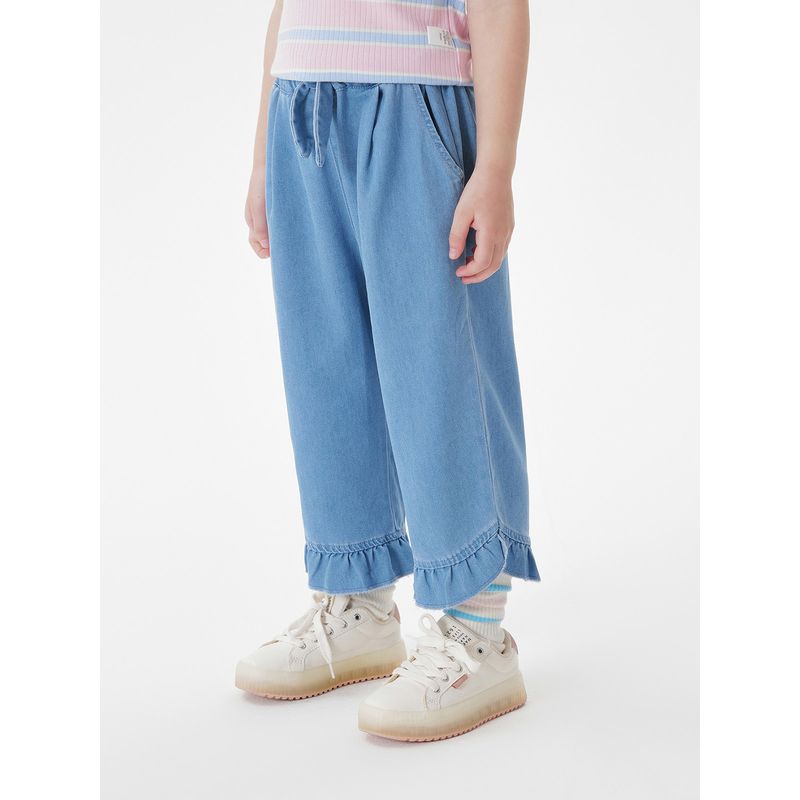 Mark Jenny Girls' Soft Lace Denim Cropped Pants Children's Pants 2026 Spring/Summer New Model 551777