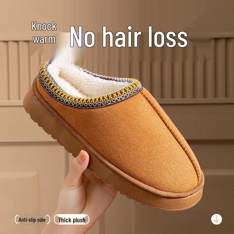 Женские хлопковые тапочки на толстой подошве с флисовой подкладкой, для дома/улицы, нескользящие, износостойкие, с закрытым носком.