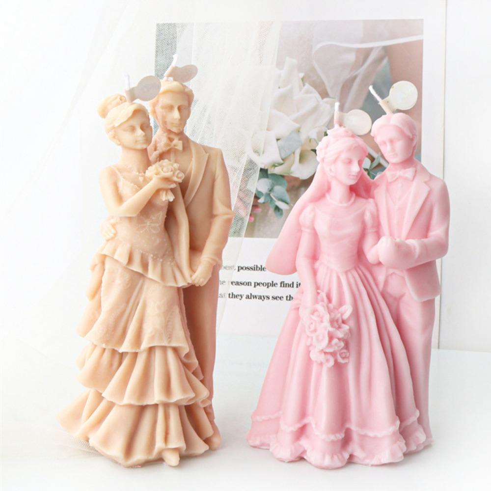 Lover Silicone Candle Mold Bride Groom Soap Resin Mould Gypsum Candle Making Tool Human Craft Molde De Vela Wedding Decor DIY Valentine's Day Gift
