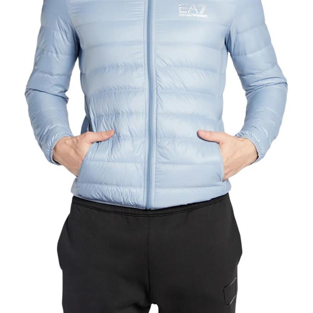 Emporio Armani EA7 Повседневная однотонная мужская длинная пуховая куртка с капюшоном на молнии куртки Синий 8NPB02-PN29Z-1506