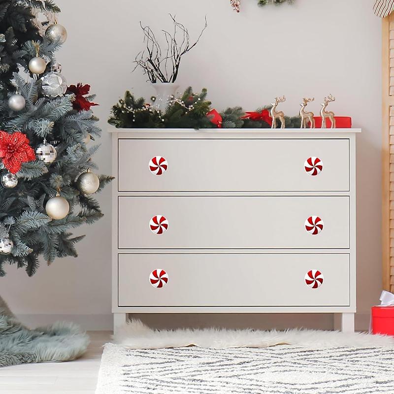 WTEMPO Рождественские декоративные накладки на ручки шкафа Рождественский декор Ручки Силиконовые Красные Накладки-кнопки Защитные чехлы для ручек дверей для кухни Спальни Ящика