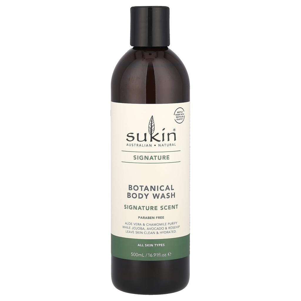SUKIN Botanical Body Wash, Signature, 500 Ml (16.9 Fl Oz)
