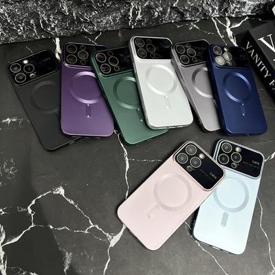 Подходит для iPhone 15 Металлическая краска с мелкими отверстиями Большое окно Apple 14 Магнитная присоска Magsa ТПУ с защитой от падений Чехол