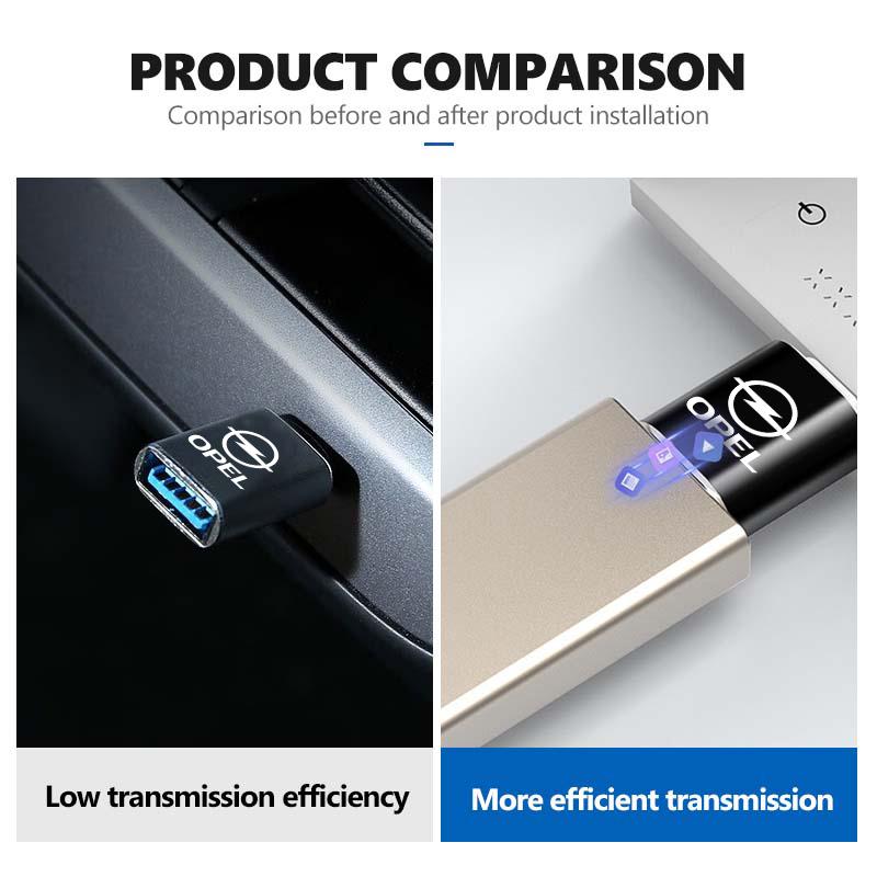 AAAYS1 Car Type-C To USB-A Interface Mini Converter Charging Adapter For Opel Astra G H J K F Corsa D Zafira B Insignia Mokka Regal