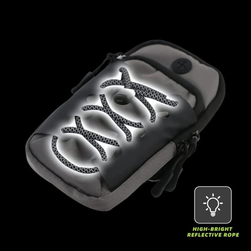 Double Zipper Sports Arm Bag Reflective Cord Trim Wrist Pouch Wear-Resistant Phone Armband Fitness