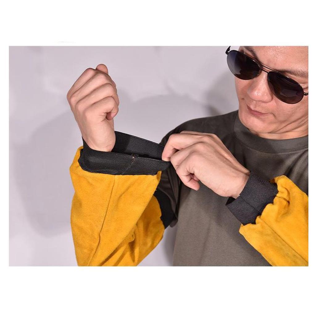 Популярные термостойкие 19-дюймовые длинные рукава из воловьей кожи для сварки, желтые A