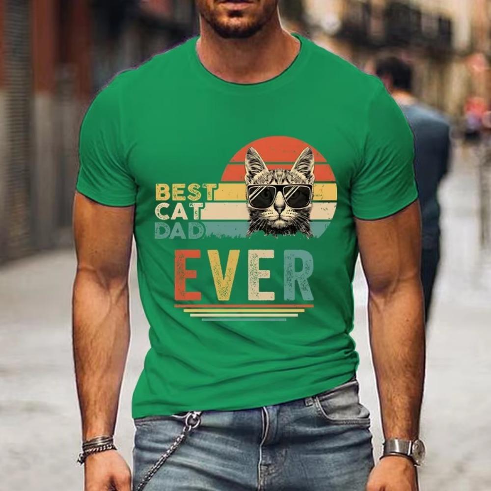 Best Cat Dad Ever Graphic T Shirts Men Vintage Gift Men Premium T Shirt Harajuku Animal Cat Tees Cats Lover Streetwear Tshirt