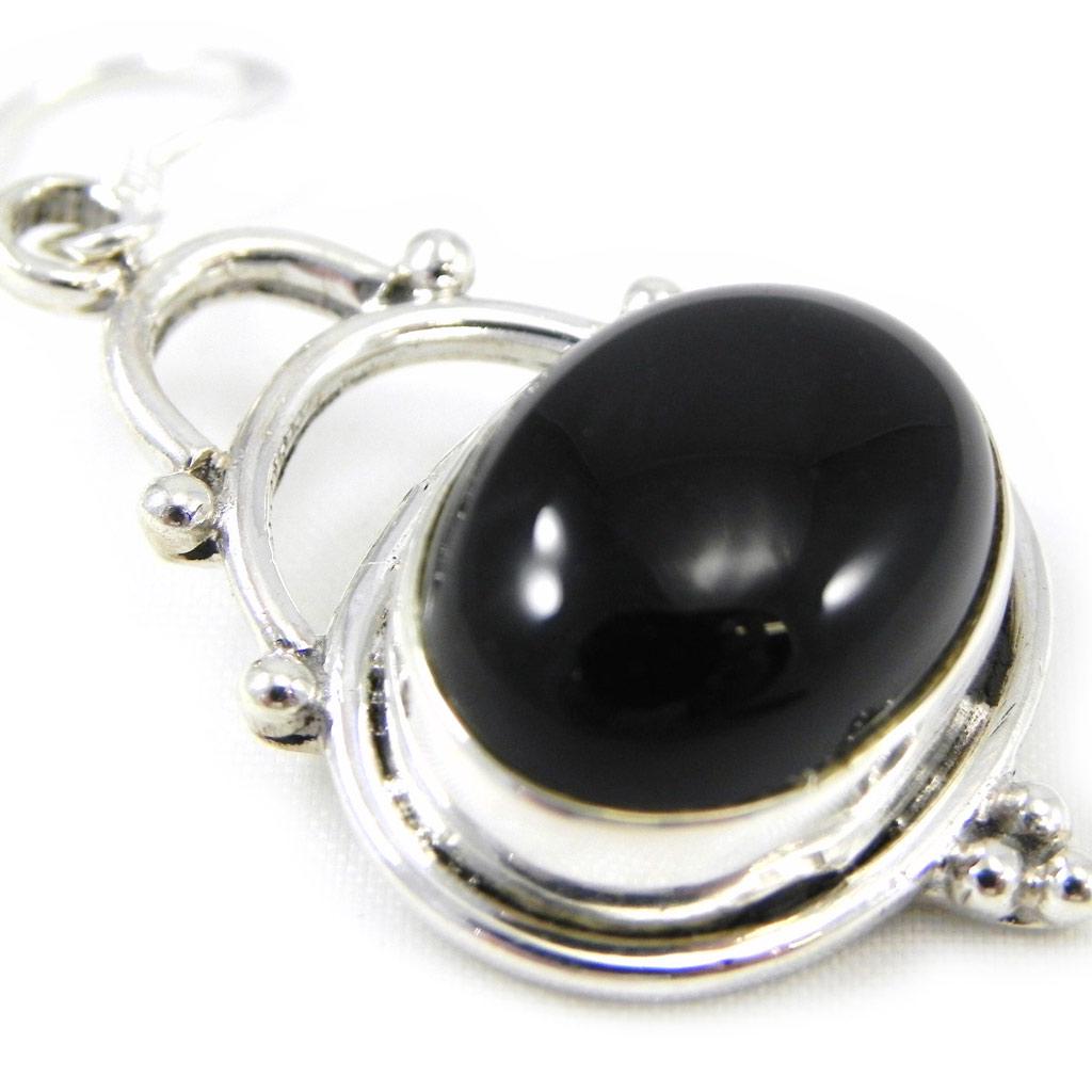 Les Trésors De Lily [H0113] - Handmade Silver Earrings 'Charmes' Silver Onyx - 17x25 Mm