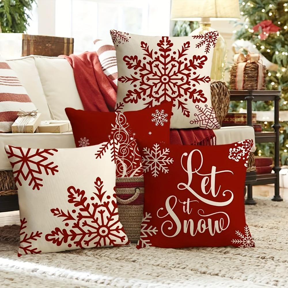 Christmas Decoration Pillowcase Red Snowflake Christmas Tree Pillow Cover Living Room Sofa Cushion Cover Room Home Decoration
