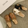 Hollow Flat Bottom Soft Bottom Bag Head Half Slippers Women's Summer 2025 Korean Version Round Head Lazy Drag Women's Shoes Wear Sandals Women