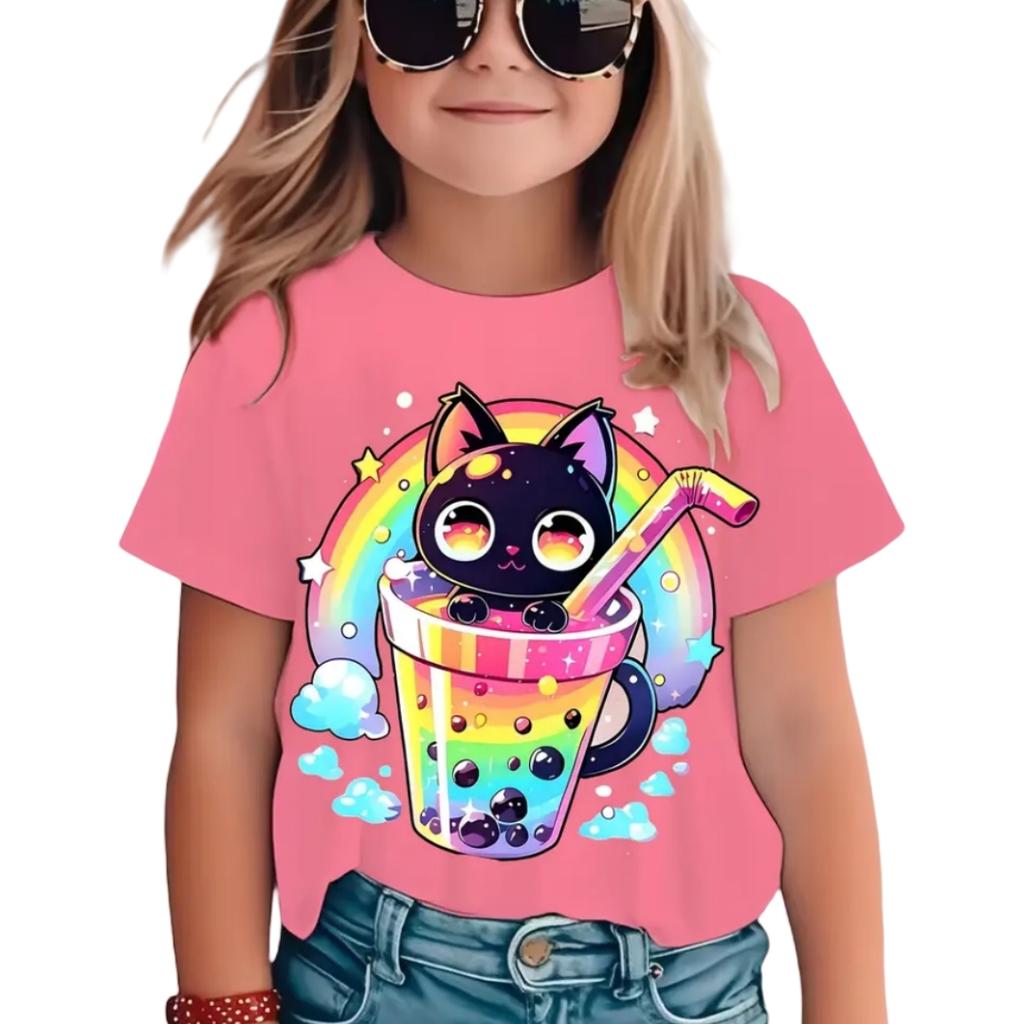 T-Shirt for Girls Cartoon Tops Short Sleeve Top Girls Clothes Boys Tshirt Tees Fashion Kawaii Children T-Shirt