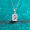Real Moissanite Diamond Square Pendant Necklace D Color Emerald Cut Pure 925 Sterling Silver Fine Jewelry for Women PE026