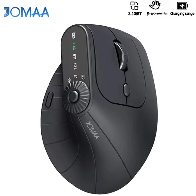 JOMAA Ergonomic Vertical Wireless Mouse, 2.4GHz/Bluetooth 5.1, Rechargeable, Adjustable DPI, Type-C