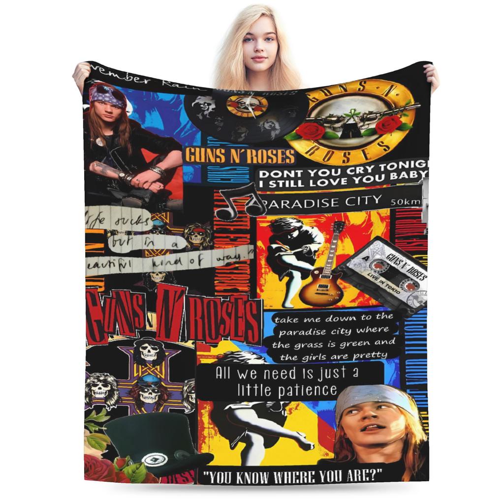Плед Guns N Roses Качественный Теплый Мягкий Плед с Изображением Рок-Группы Зимний Детский Диван Кресло Эстетичный Покрывало