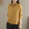 Ретро Хлопок и Лен 2025 Весна Новая Женская Универсальная Свободная Модная Рубашка с Длинным Рукавом
