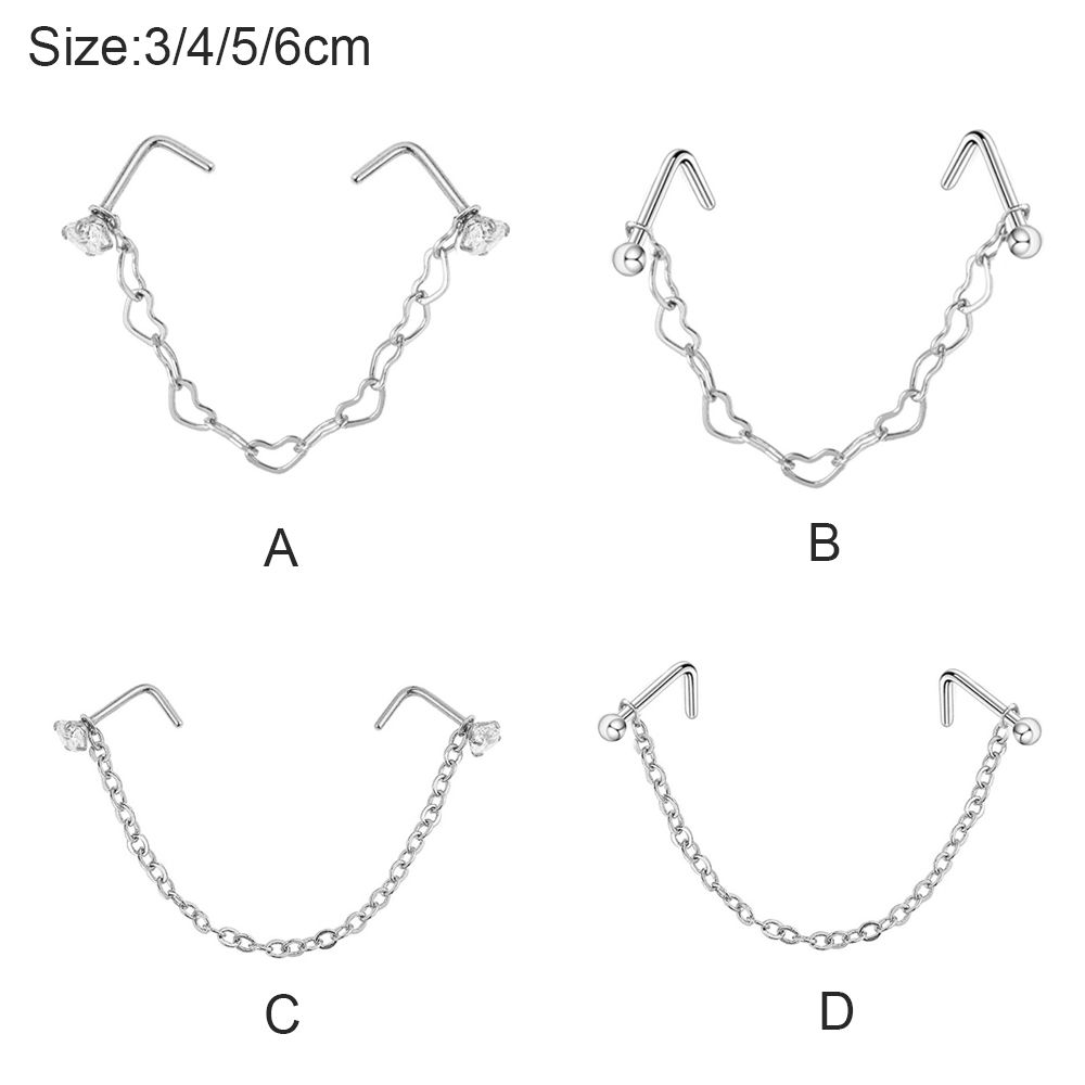 Fashion Body Jewelry None Pierced Double No Piercing Nose Clip Nose Chain Nose Ring Fake Nose Ring