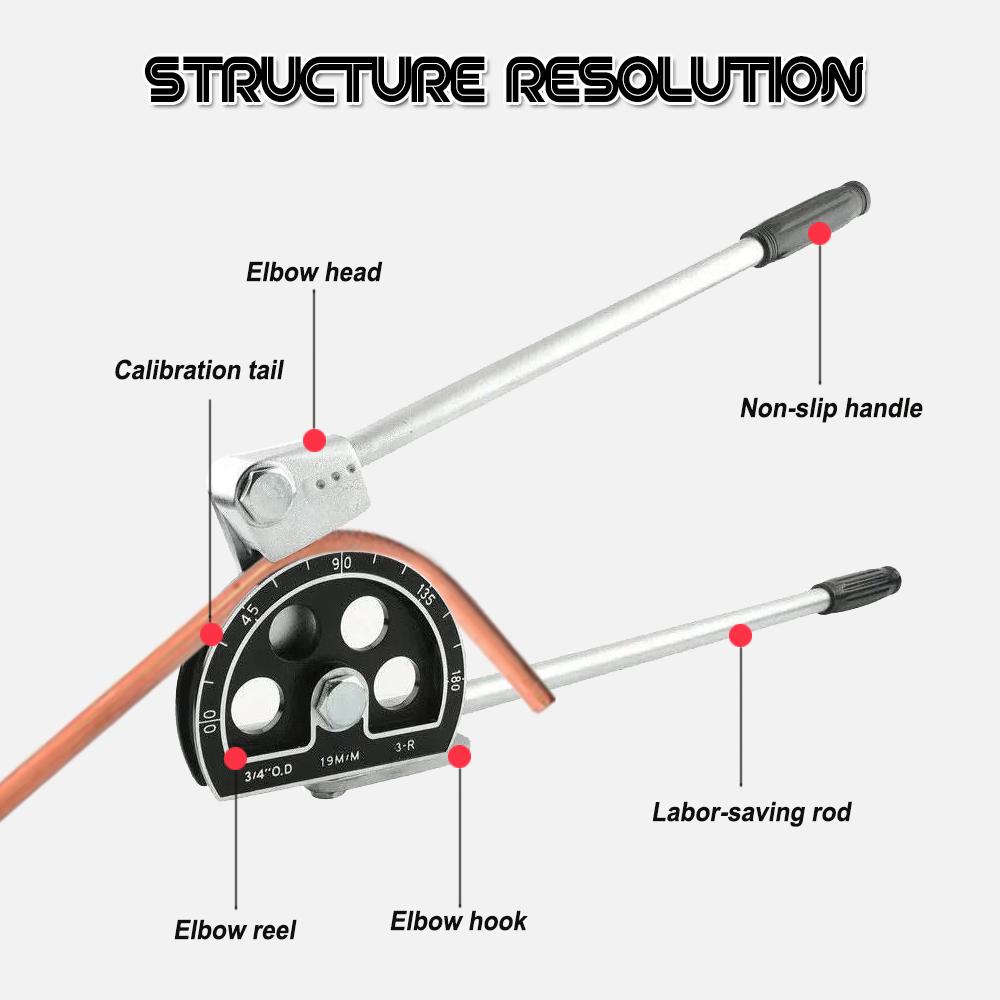 3/4''19мм Дюймовый/Метрический Универсальный Ручной Трубогиб для Труб Внешнего Диаметра для Медных Труб/Алюминиевых Труб/Тонкостенных Железных Труб/Тонкостенных Труб из Нержавеющей Стали