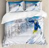 Skiing Sports Duvet Cover Queen Size For Kid Teen Winter Sport Ski Theme Comforter Cover Set Microfiber Snow Mountain Landscape