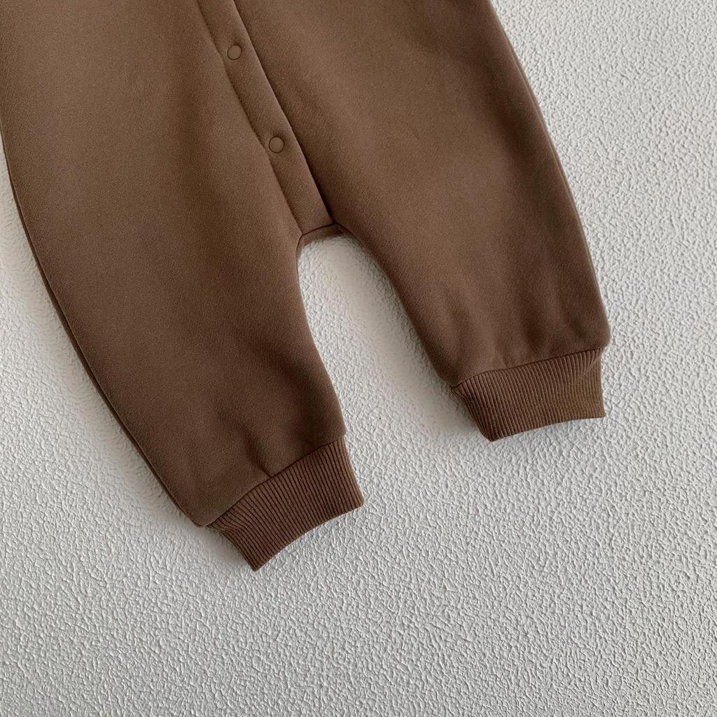 2023 Утепленный флисовый детский комбинезон - Осенне-зимний ромпер 'Маленький медвежонок' для мальчиков и девочек