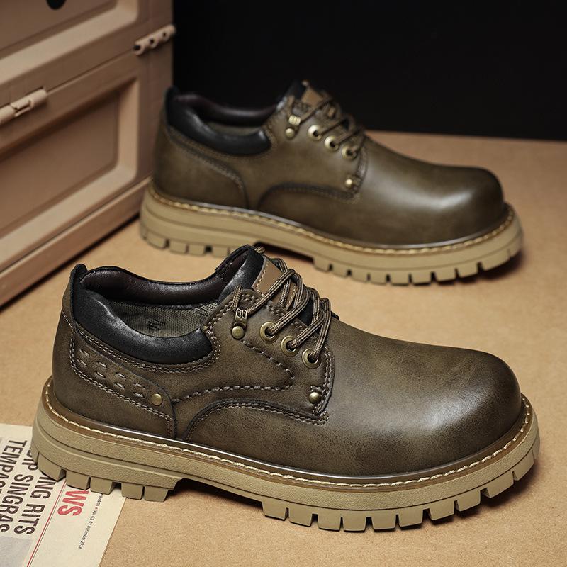 Мужские ботинки мартин низкие рабочие ботинки 2025 новые уличные в ретро стиле повседневные универсальные с большой головой модная обувь