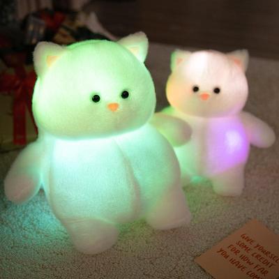 Светящаяся Белая Толстая Кошка Плюшевая Мягкая Игрушка LED Разноцветная Светящаяся Киска Игрушка Мягкая Подушка Кукла Подарок на День Рождения