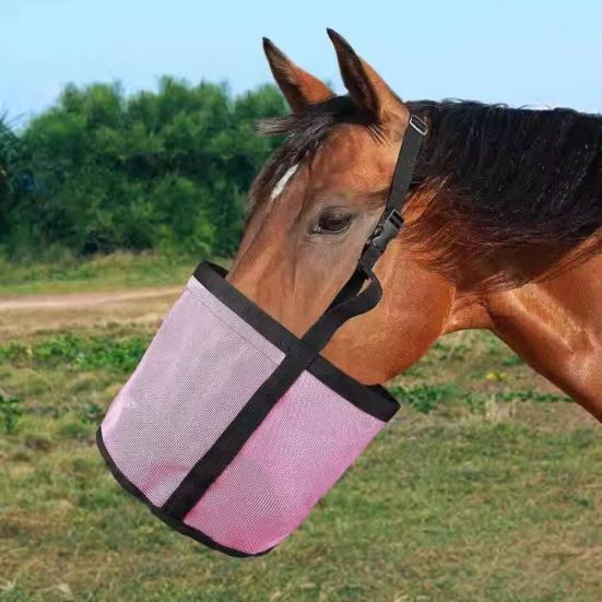 Кормушка для лошадей, прочная сетчатая кормушка для лошадей с регулируемым ремнем, намордник для лошадей, ведро для кормления зерном, порошковыми добавками